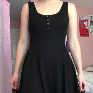 Black Ribbed Skater Dress